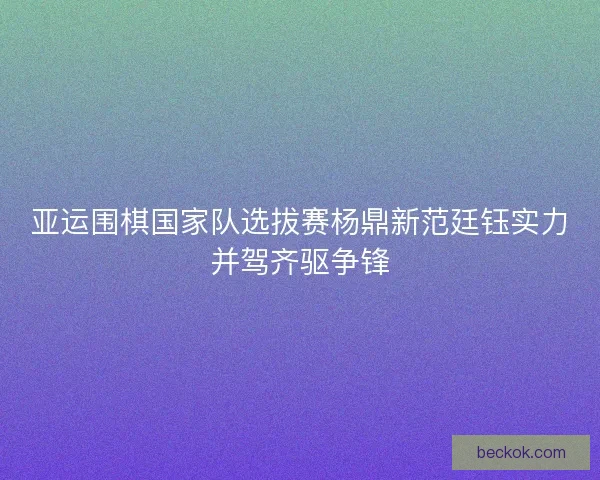 亚运围棋国家队选拔赛杨鼎新范廷钰实力并驾齐驱争锋